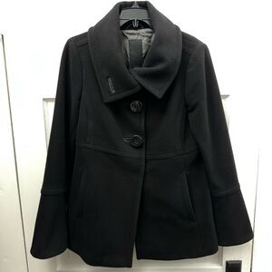 Cinque Wool Cashmere Swing Coat EU 38 US 6-8 Black Italian Jacket